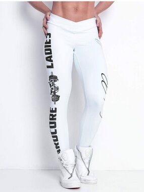 Women's White V- waist Graphic Fitness Leggings